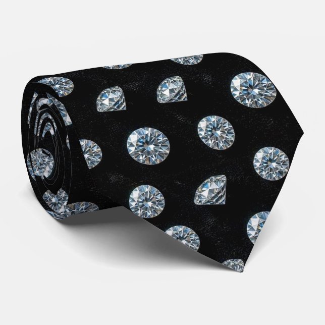 The Luxury Man | Formell svart slips med diamant h (Rullad)