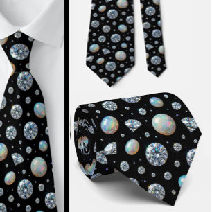 The Luxury Man Svart Smoking Diamant Opal Halsdu Slips