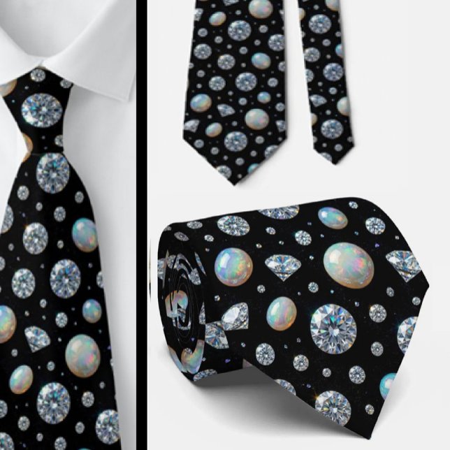 The Luxury Man | Svart Smoking Diamant Opal Halsdu Slips (Skapare uppladdad)