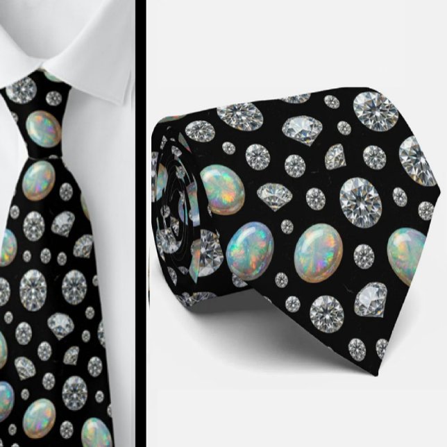 The Luxury Man | Svart Smoking Diamant Opal Halsdu Slips (Skapare uppladdad)