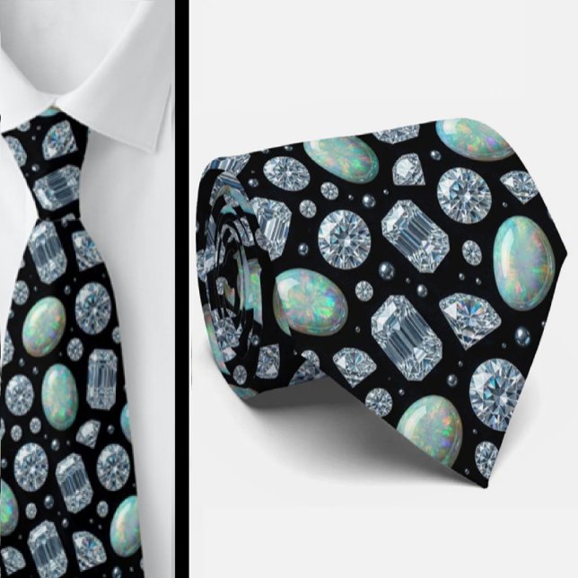 The Luxury Man | Svart Smoking Diamant Opal Halsdu Slips (Skapare uppladdad)