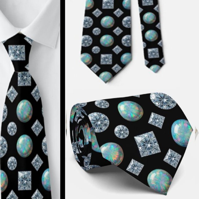 The Luxury Man | Svart Smoking Diamant Opal Halsdu Slips (Skapare uppladdad)