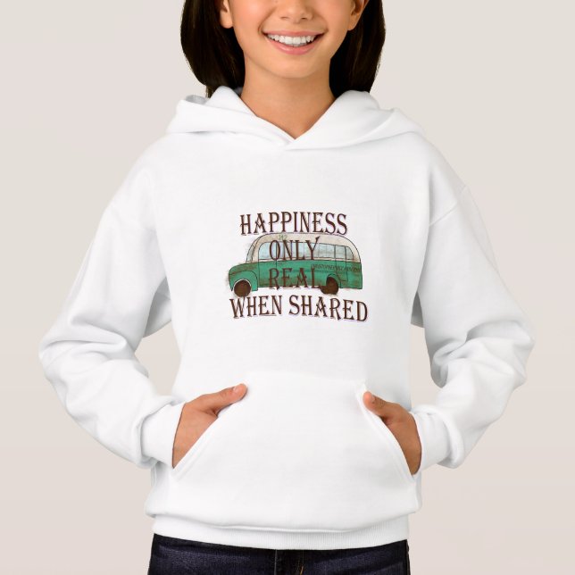 The Magic Bus: Happiness Only Real When Shared -  T Shirt (Framsida)