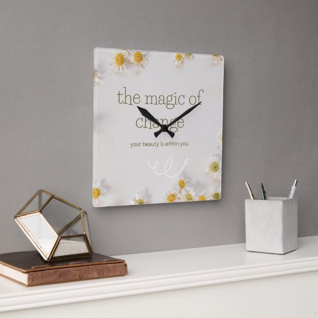 the magic of change , wall clock fyrkantig klocka (Kontor)