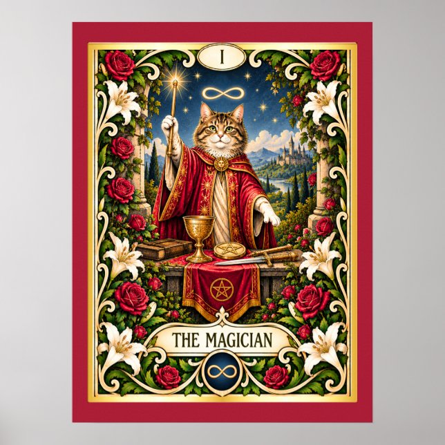 The Magician Katt Tarot - Kraft och Potential Poster (Framsidan)