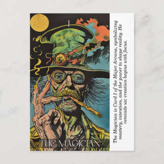 The Magician Tarot Retro Mystical Major Arcana Art Vykort