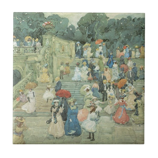 The Mall, Central Park av Maurice Prendergast Kakelplatta (Framsidan)