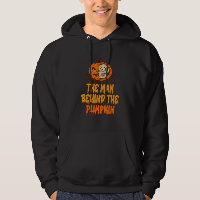 The Man Behind The Pumpkin Halloween Pregnancy Rev Hoodie (Framsida)