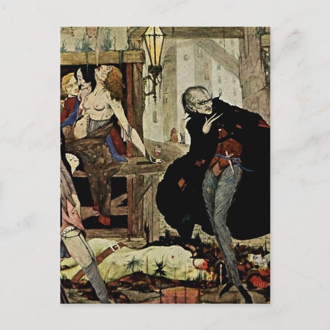 “The Man of the Crowd” by Harry Clarke Vykort (Framsida)