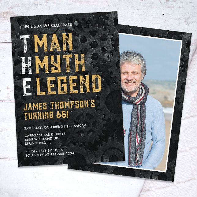 The Man The Myth The Legend 65th Photo Birthday Inbjudningar (Skapare uppladdad)
