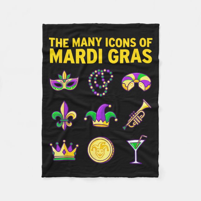 The Many Icons Of Mardi Gras Purple Green Graphic  Fleecefilt (Framsidan)