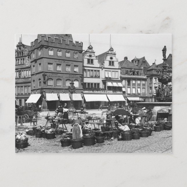The Market Ställe i Trier, c.1910 Vykort (Framsida)