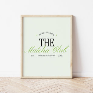 'The Matcha Club' Grön Retro-skrift Poster