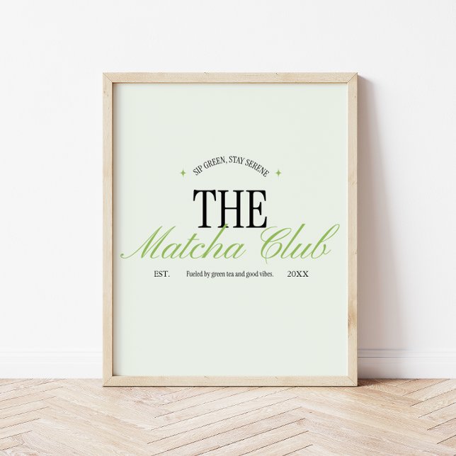 'The Matcha Club' Grön Retro-skrift Poster (Skapare uppladdad)