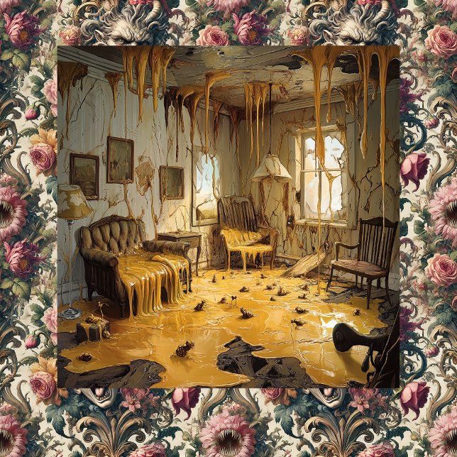 The Melting Room — Gothic Surreal Canvas Art (The Melting Room + Baroque Hunger Pains)