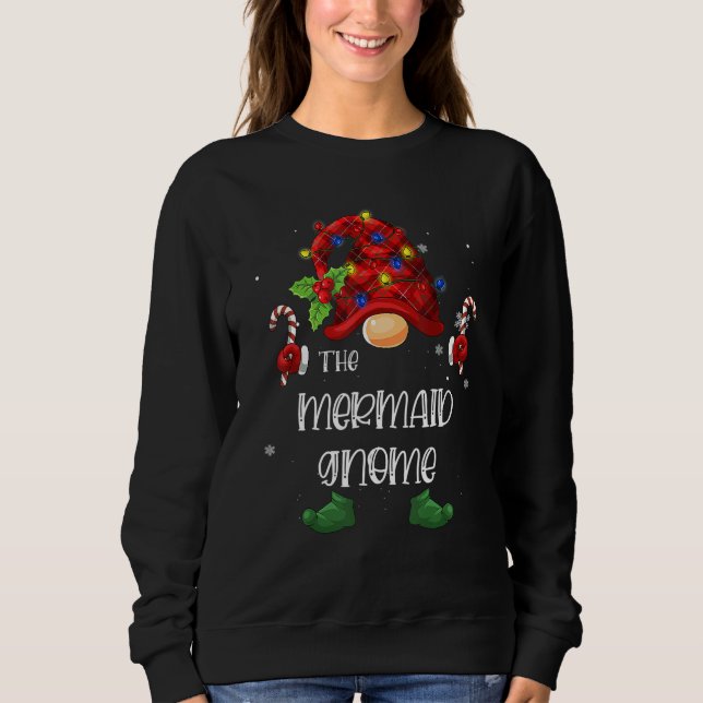 The Mermaid Gnome Buffalo Plaid Christmas Tree Lig T Shirt (Framsida)