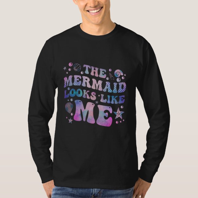 The Mermaid Looks Like Me   Women Kids Party Girls T Shirt (Framsida)