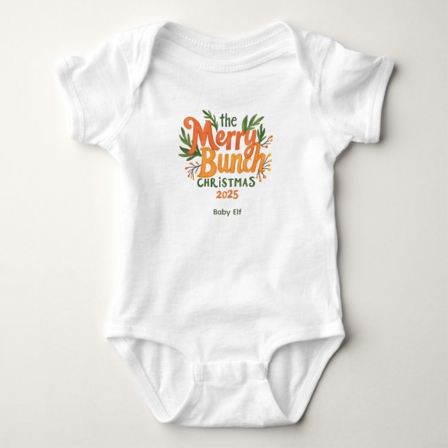 The Merry Bunch – Retro Family Christmas Bodysuit T Shirt (Framsida)