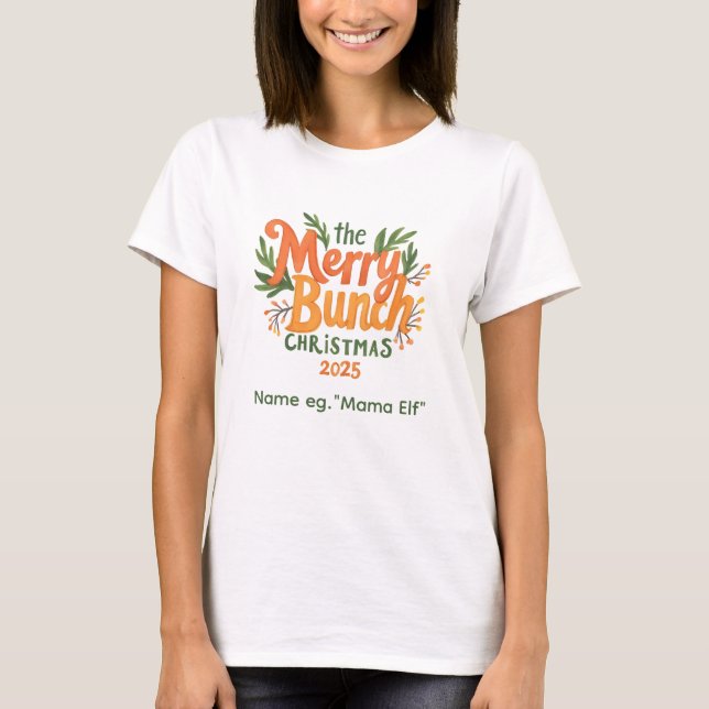 The Merry Bunch – Retro Family Christmas Shirt T (Framsida)