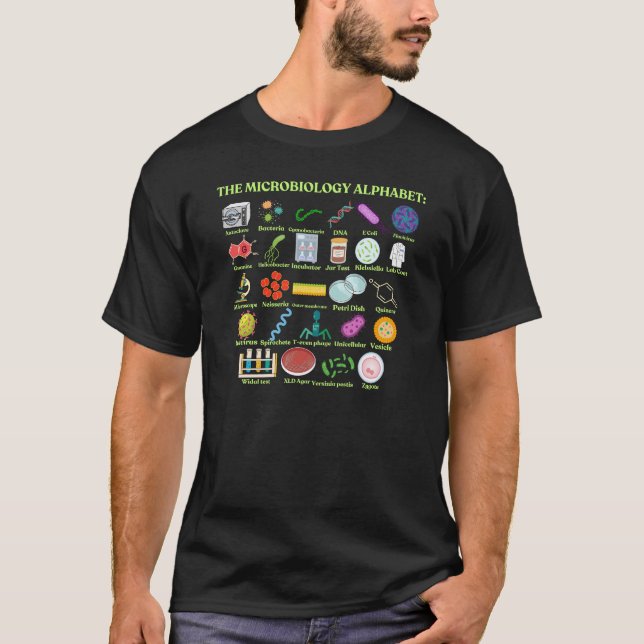 The Microbiology Alphabet science and microbiology T Shirt (Framsida)