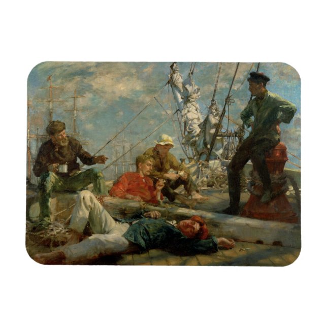 The Midday Rest (Sailors Yarning), 1906 (oil on ca Magnet (Horisontell)