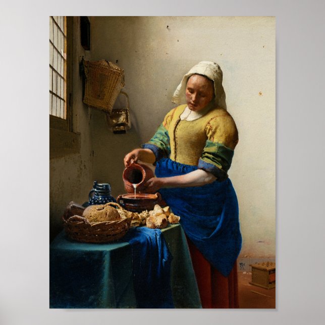 The Milkmaid by Johannes Vermeer Poster (Framsidan)