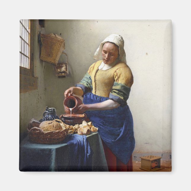 The Milkmaid, c.1658-60 (olja på canvas) Magnet (Framsidan)