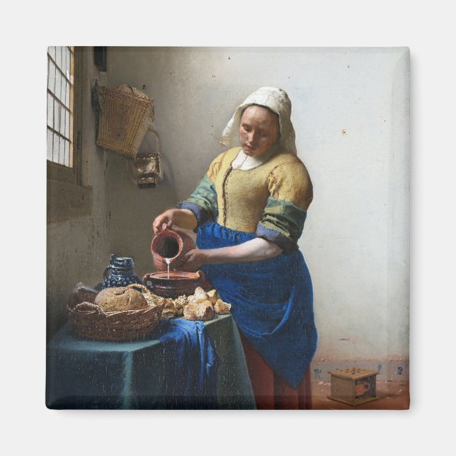 The Milkmaid, Johannes Vermeer, 1657-1658 Magnet (Framsidan)