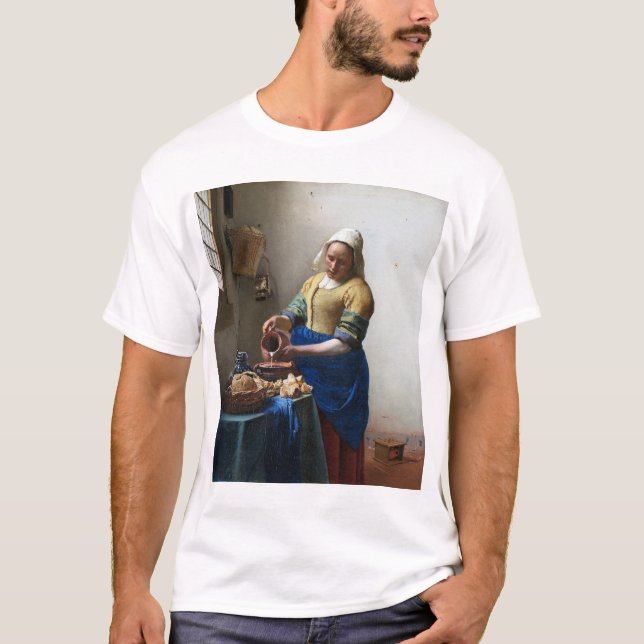 The Milkmaid, Johannes Vermeer, 1657-1658 T Shirt (Framsida)