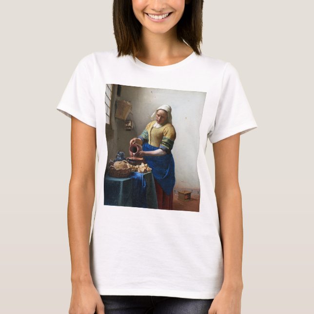 The Milkmaid, Johannes Vermeer, 1657-1658 T Shirt (Framsida)