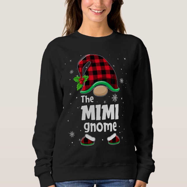 The Mimi Gnome Buffalo Plaid Christmas Matching Fa T Shirt (Framsida)