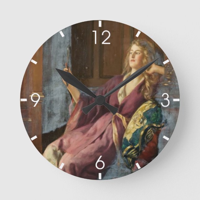 The Minx (by John Collier) Rund Klocka (Framsida)