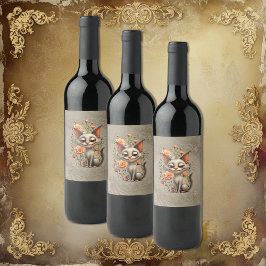 The mischievous cat  vinflaska etikett