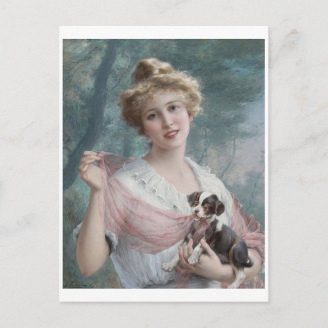 The Mischievous Puppy (1915) Emile Vernon Vykort (Framsida)
