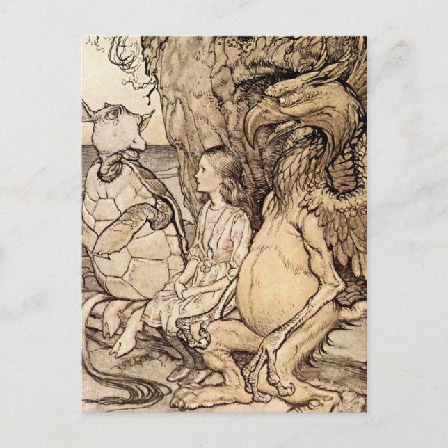 “The Mock Turtles berättelse” av Arthur Rackham Vykort (Framsida)