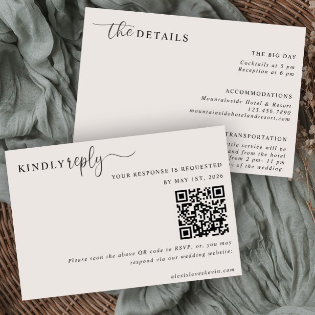 The Modern Neutral RSVP and Details Card  Inbjudningar (Skapare uppladdad)