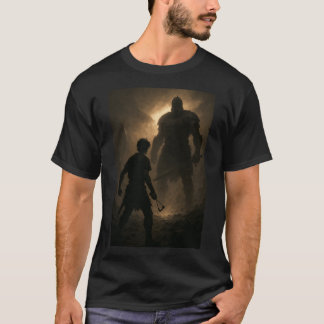 The Moment Before the Strike David vs Goliath retr T Shirt