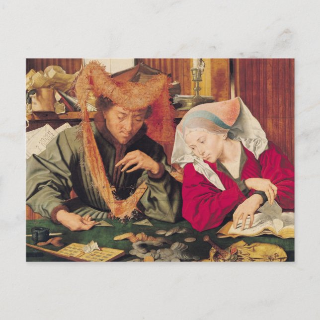 The Money Changer och hans fru, 1539 Vykort (Framsida)
