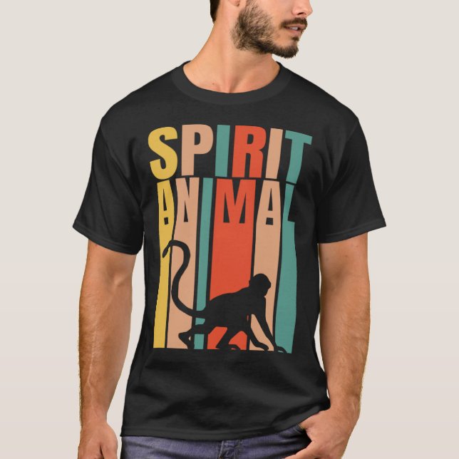 The Monkey Is My Spirit Animal  Retro T Shirt (Framsida)