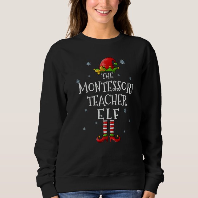 The Montessori Teacher Elf Squad  Matching Christm T Shirt (Framsida)