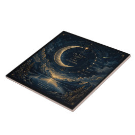 The Moon Guides | Celestial Moon & Stars Art Kakelplatta