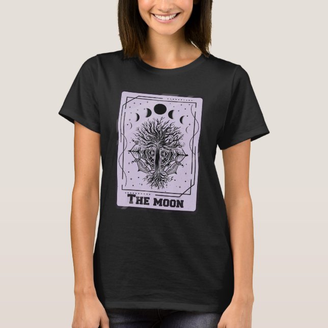 The Moon Tarot Card Mystical Cards  Occult T Shirt (Framsida)
