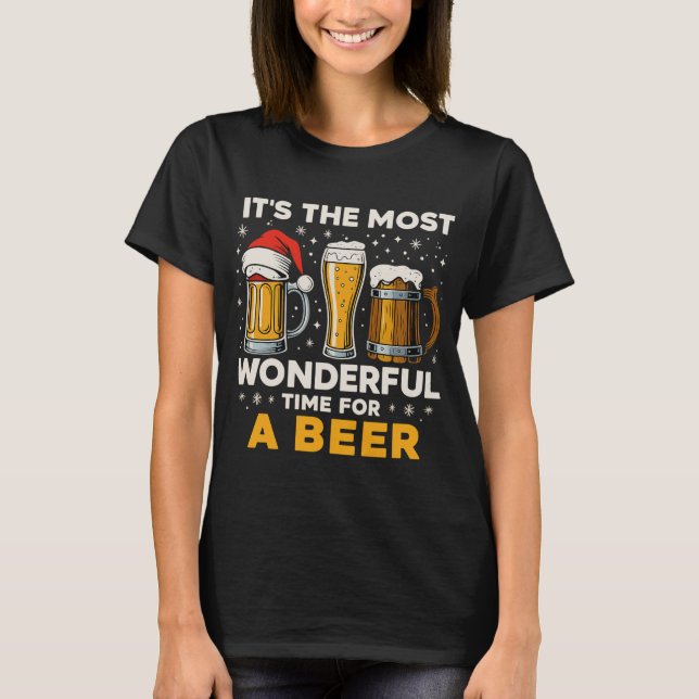 The Most Wonderful Time For A Beer Print: Festive  T Shirt (Framsida)