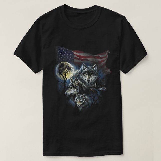 The Mountain Mens vargutsiktsflagg amerikansk T Shirt (Design framsida)