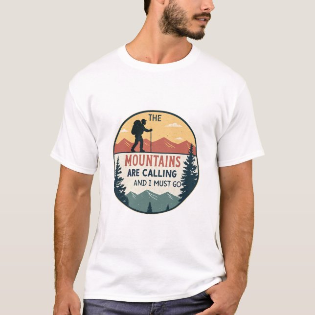 The Mountains Are Calling And I Must Go | Retro T Shirt (Framsida)