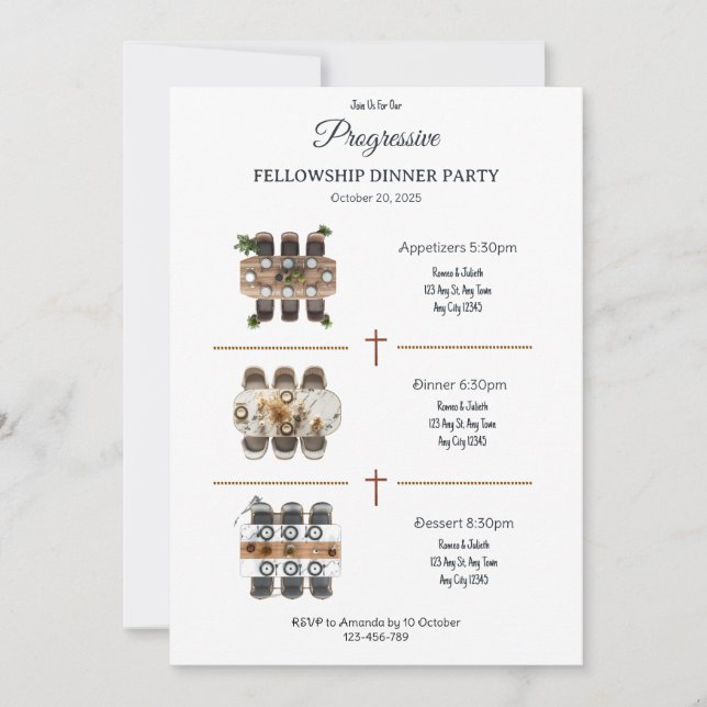 The Moving Feast Progressive Dinner Invitation Inbjudningar (Framsida)