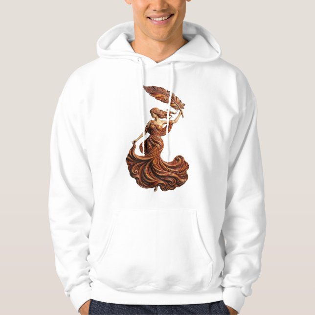 "The Muse of Fluidity" – Artistic Feather Goddess  Hoodie (Framsida)