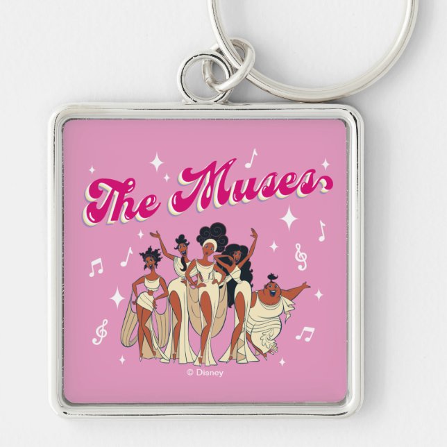 The Muses Keychain Fyrkantig Silverfärgad Nyckelring (Framsidan)