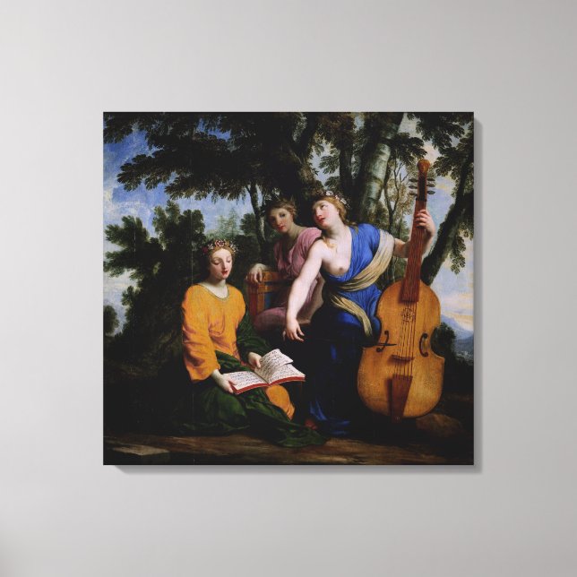 The Muses Melpomene, Erato and Polymnia, 1652-55 Canvastryck (Framsida)