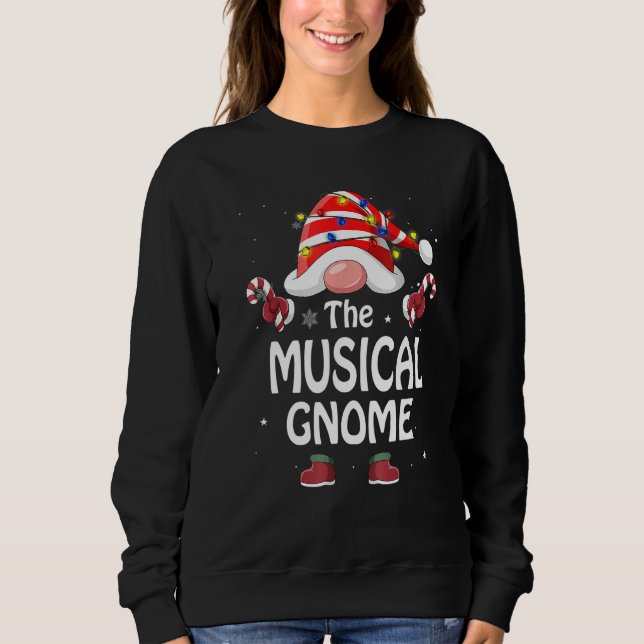 The Musical Gnome Tree Light Buffalo Plaid Christm T Shirt (Framsida)